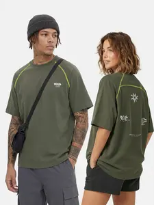 Aelfric Eden Breezy Oversized Feather Tech Tee Raglan Sleeve Contrast Stripe Quick-Dry Tech Fabric  Unisex Streetwear Casual Top