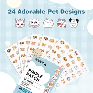 VENROCK Cute Pimple Patches 48ct | Cat & Dog Blemish Dots with Salicylic Acid & Cica, Gentle for Sensitive Skin