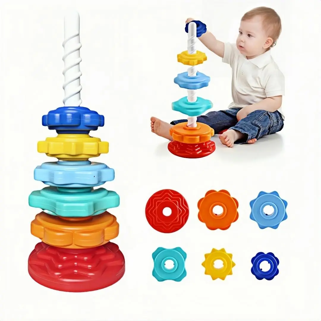 Baby Stacking Tower Toy, Blocks Tower Game, Early Learning Montessori Toy, Sensory Gifts for Boys & Girls, Educational Toy for Kids, Preschool Learning Tool