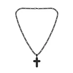 Stately Steel Men's Stainless Steel Lord's Prayer Cross Pendant with Chain