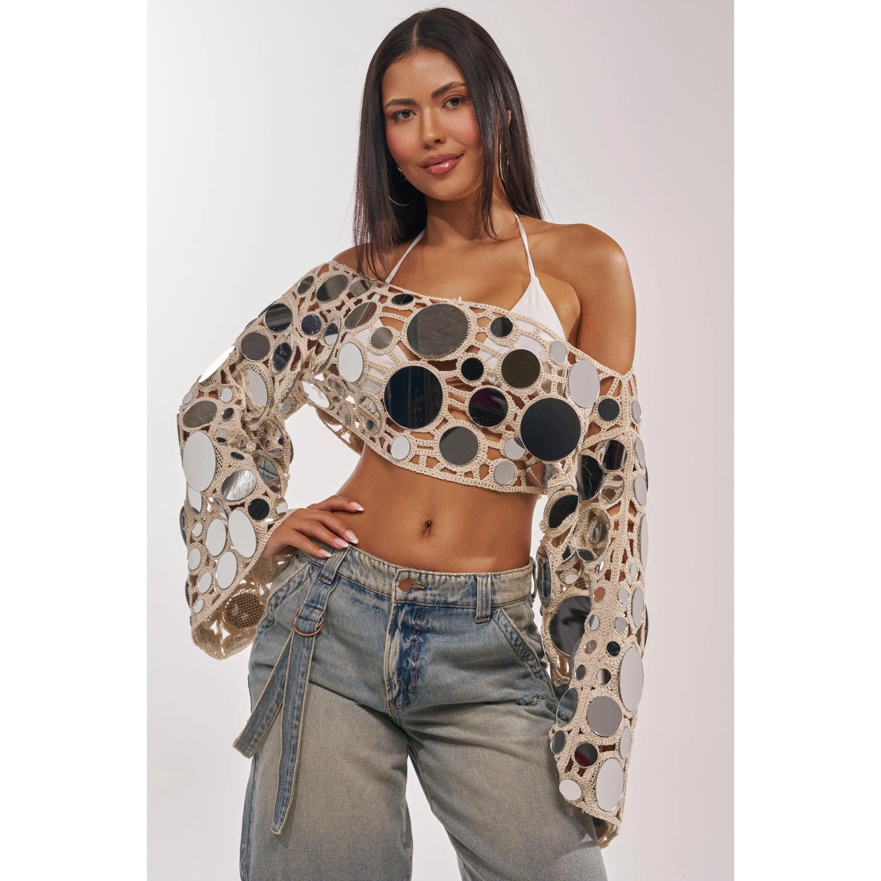 RESORT VIBES CROCHET CROP LONG SLEEVE