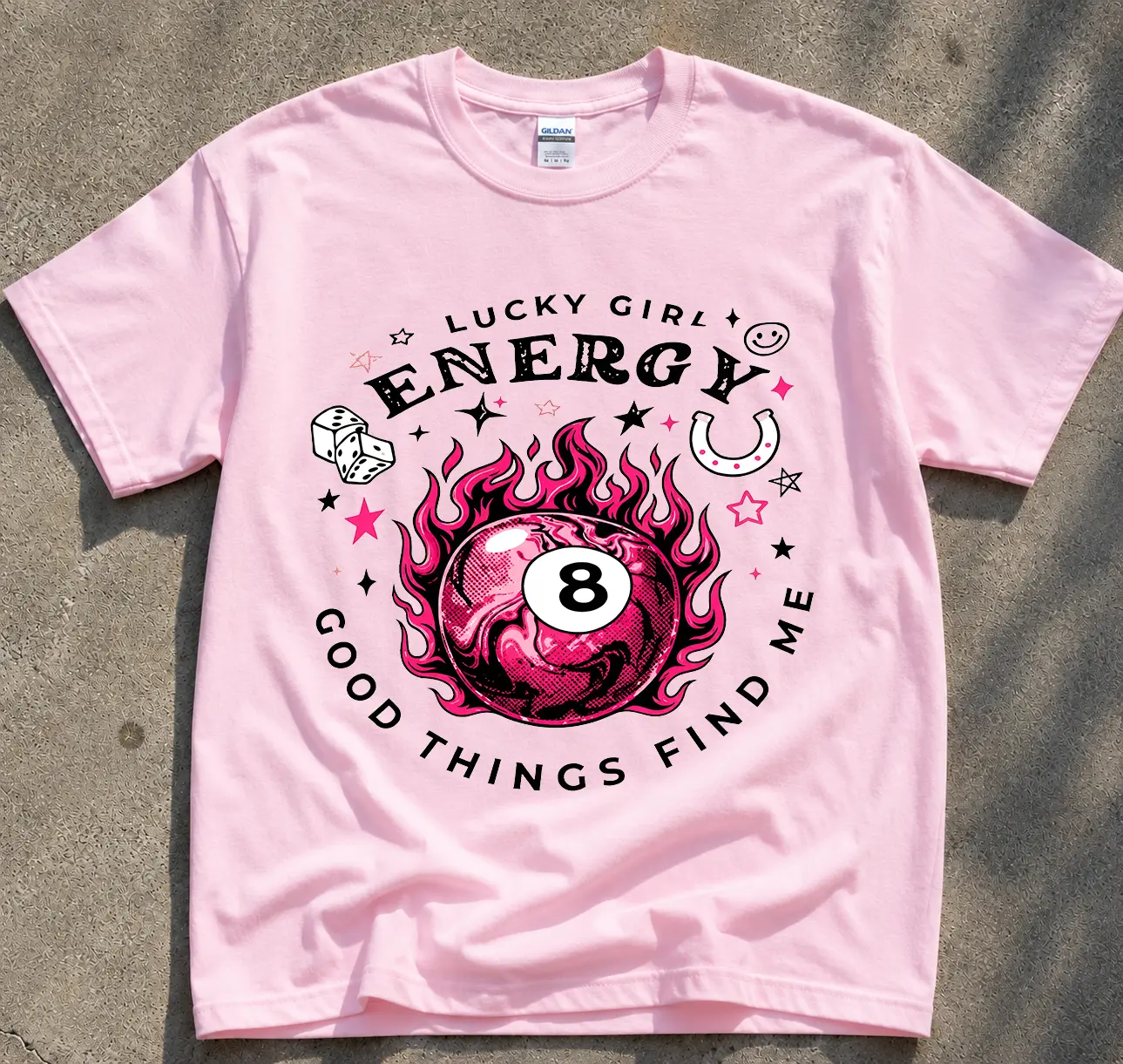 Lucky Girl Energy T-Shirt – Positive Manifestation Unisex Cotton Graphic Tee