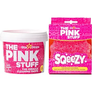 The Pink Stuff Miracle Cleaning Paste & SQeeZY Scrubber Sponge Bundle – All-Purpose, Non-Scratch Cleaner for Kitchens, Bathrooms, Walls, Floors, Pots, Grout, and More