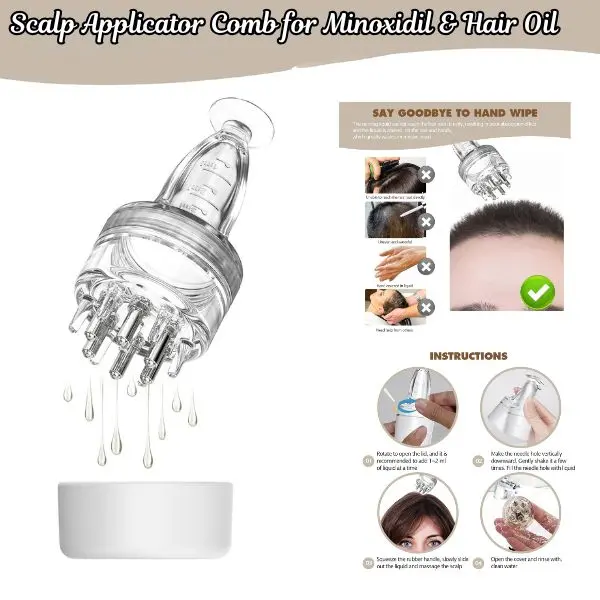 Scalp Applicator Comb for Minoxidil & Hair Oil – Scalp Massager Brush for Hair Growth, Follicle Care, Hair Loss & Thinning Hair Serum Applicator Tool