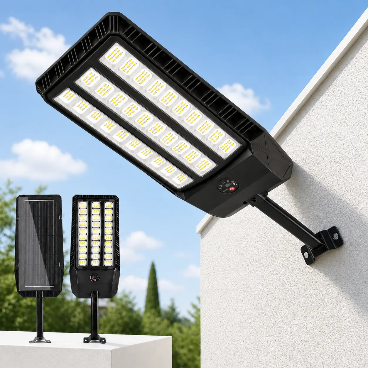 Wall Mounted Solar Light Outdoor — Heavy Duty LED Motion Sensor Security Light, IP65 Waterproof, Remote Control, Super Bright Solar Powered for Patio Garage Deck Driveway