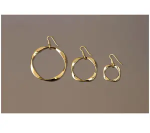 Christian James by Scott Grimes 14K Clad Ripple 1-1/2" Circle Drop Earrings