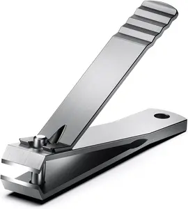 Stainless Steel Heavy Duty Straight Blade Nail Clippers - Thick Wide Jaw Trimmers for Thick Toenails, Seniors - Professional Fingernail & Toenail Care Tool (Silver)