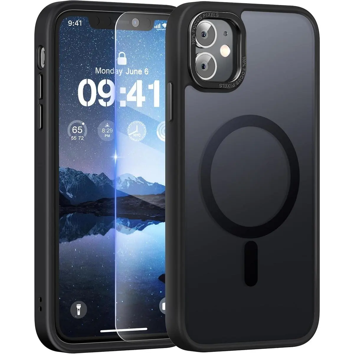 Magsafe iphone case,for iPhone 11 Case Compatible with Magsafe, 360 °   Full Body Shockproof Heavy Dropproof, Mysterious Black