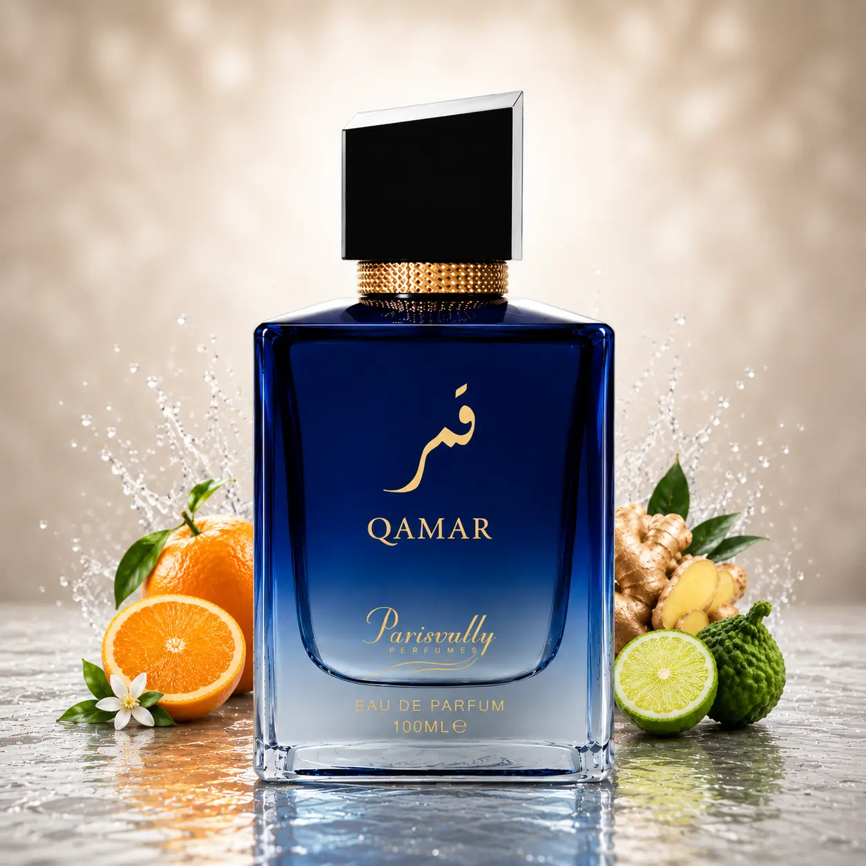 Parisvally Qamar Eau De Parfum for Men 100ml Long Lasting Cologne Spray Oud Citrus Woody Oriental Fragrance with Bergamot Ginger Premium Men's Perfume Gift for Him