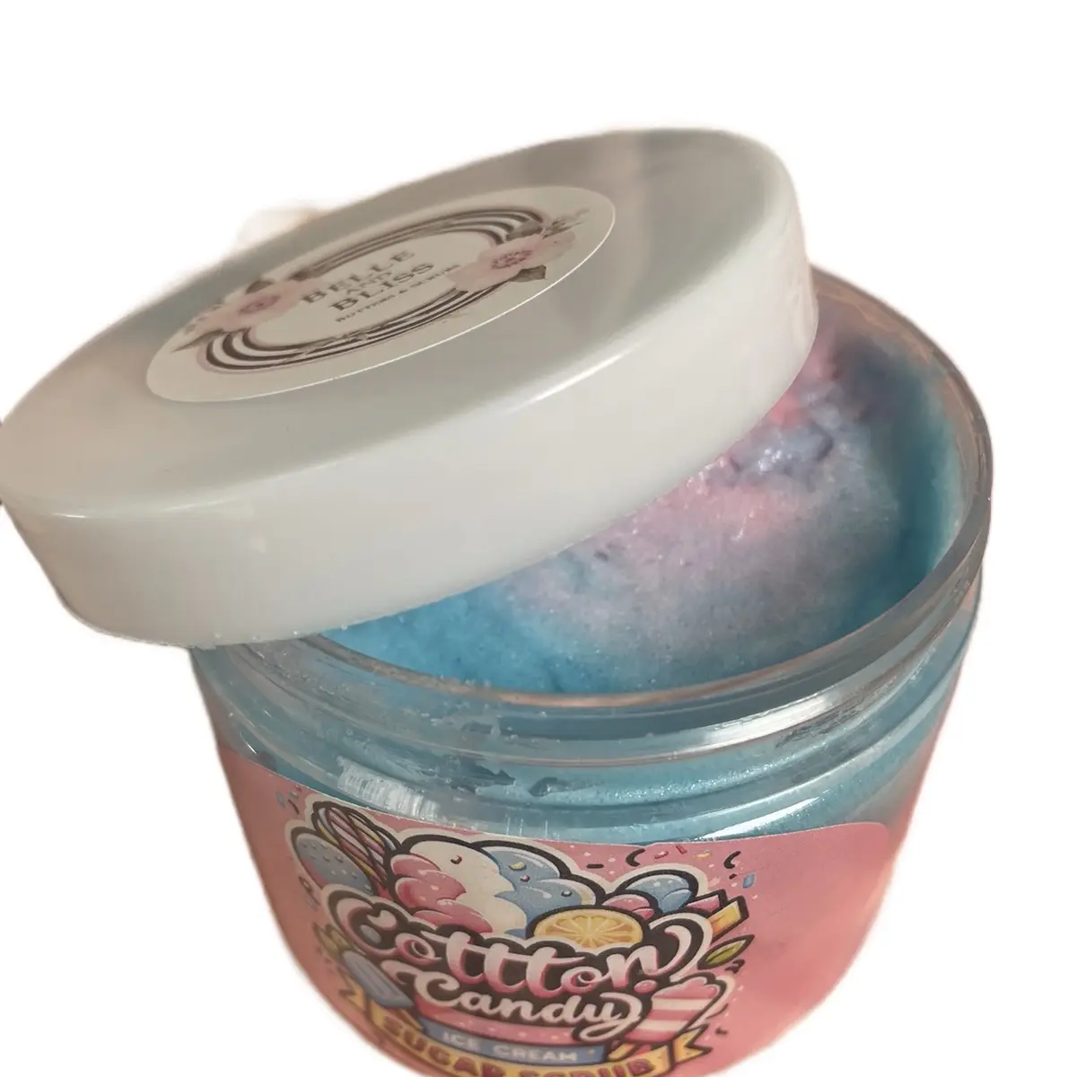 Cotton Candy Ice Cream Sugar Scrub- (Moisturizer & Skincare) Exfoliant Skin Repair Moisturizing Relaxing Body Care