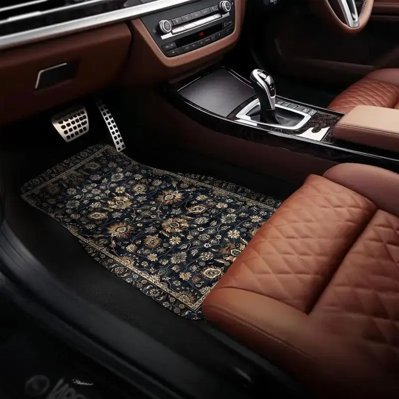 Moroccan Boho Design Bohemian Aesthetic Car Floor Mat, Anti-slip Universal Fit Car Front & Rear Floor Mat, Fashionable Automotive Floor Mats, Car Interior Decoration Accessories, Car Accessory, Car Interior Kit, Floor Mats For Car