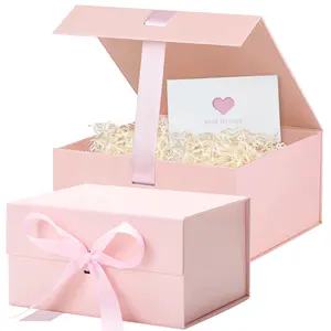 Gift Box 9.5'x7.1'x4.3' Large Valentines Box with Magnetic Lids Gift Boxes for Groomsman Proposal Gifts Contains Card, Ribbon, Birthday Gift Box