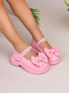 Baby Princess Shoes, Pearl Bow Soft Sole Non-Slip Velcro Mary Jane Sneakers, Girls' Fashion Footwear, Comfortable & Stylish, Bowknot Design Shoes