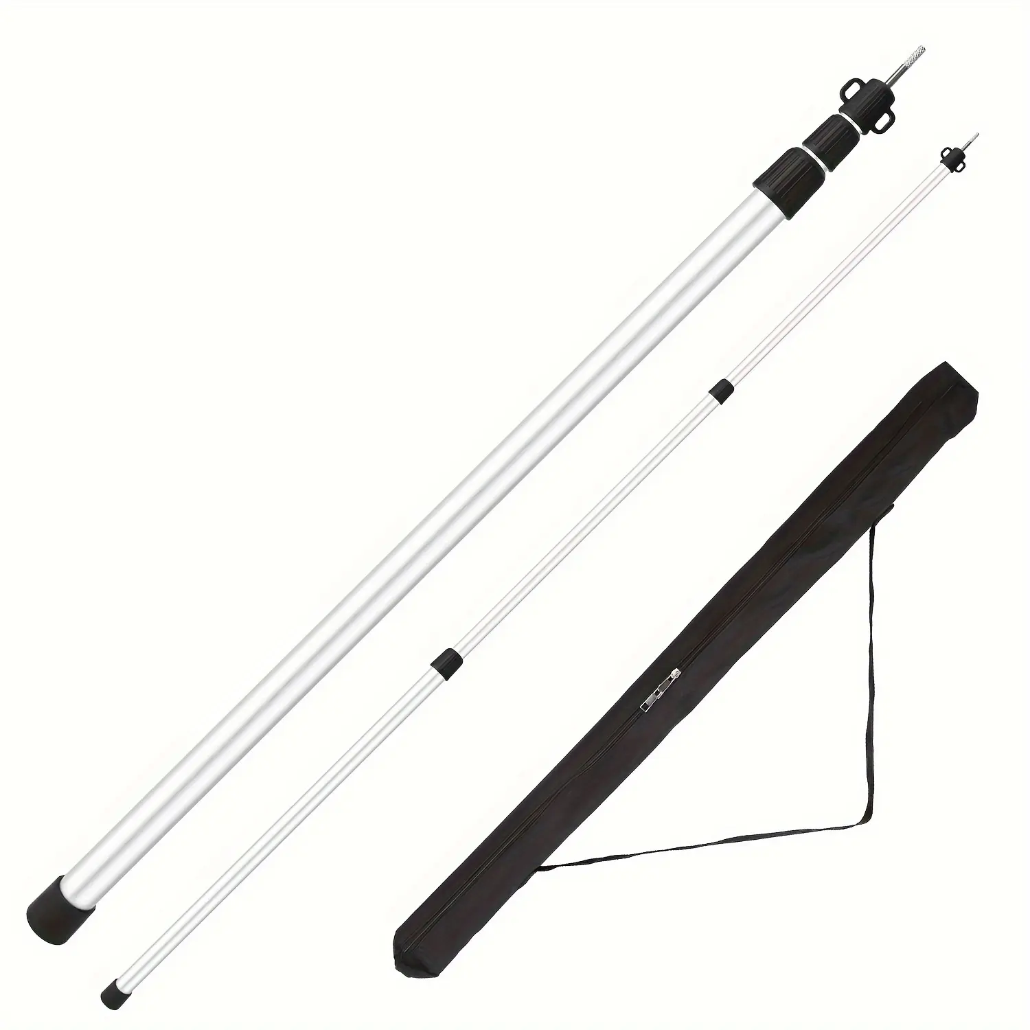 2Pcs Telescoping Tarp Poles Portable Aluminum Awning Poles 3-7.5ft Adjustable Telescopic Tarp Tent Rods