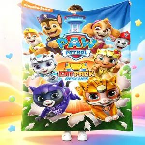 Cute Paw Patrol Dog Cartoon Flannel Blanket, Ultra Soft Warm Plush Throw for Home Bedroom Bed Sofa, Cozy Fleece Blanket for Kids Adults, Gift for Christmas Birthday Holiday, Camping Picnic Decor