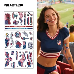 3PCS Patriotic Country Flag Temporary Tattoos, Waterproof Sports Fan Stickers for Soccer Events, Fake Tattoos for Adults & Kids Sports Party Supplies