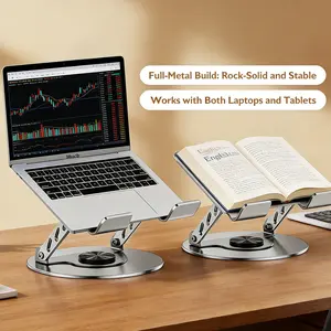 Laptop Stand for Desk, Foldable Aluminum Alloy Magnetic Notebook Riser Mount,Adjustable Height Ventilated Cooling Portable Computer Holder,360 rotaing Multi-functional ergonomic Stand for Laptop,heavy duty swivel base for Tablet and Phone sturdy support