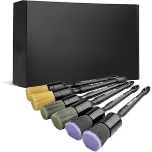 Ultra Soft No Scratch Car Detailing Brush Set 6pcs 2pcs Boars Hair Brushes 2pcs Vent Seat Brushes 2pcs Interior Exterior Brushes