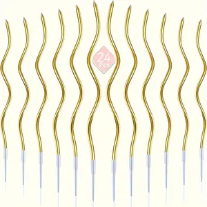 24 Birthday Candles Long Spiral Cake Candles with Stand, Party Cake Decorating, Sweet Table Decor, Baking Supplies, Decoration