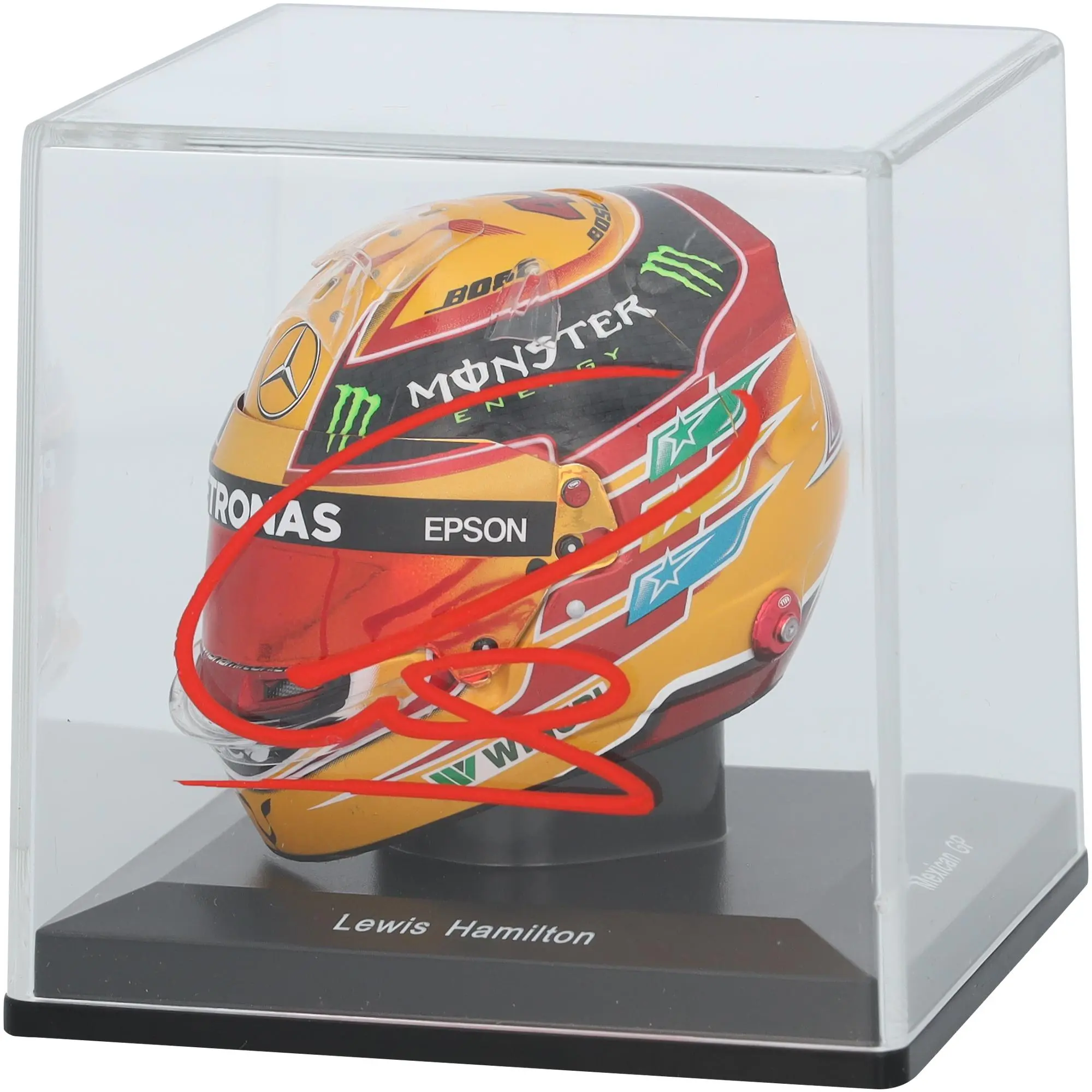 Lewis Hamilton Mercedes-AMG Petronas F1 Team Autographed F1 Yellow 17 Champs US Mini Helmet - Fanatics Authentic Certified