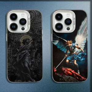 Archangel Michael Cross Phone Case For iPhone17, 16,15,14,13,12,11,Mini,Pro,E,MAX White Candy Matte Shockproof Cover