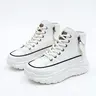 Women's Classic High-Top Height-Boost Walking Shoes - Closed Thick-Soled Lace-Up Footwear, EVA-Rubber Sole, Simple Round Toe, Arch Support, Solid Color, All-Season Lowrider & Flexible Casual Trainers with Comfortable Stable Design (Shoes for Women)