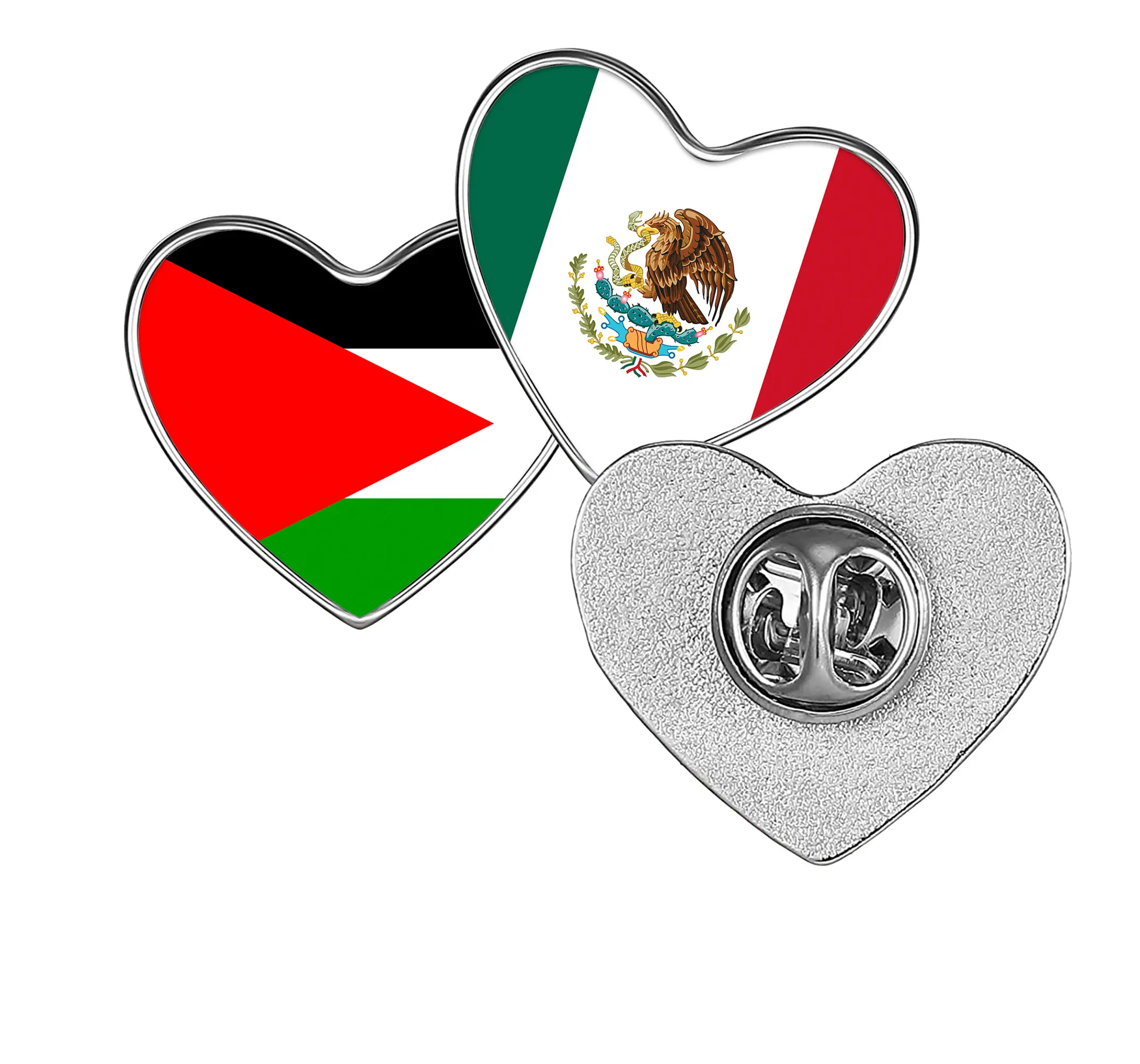 Pick Your Flag Metal Heart Pinback Lapel Button - You Pick Your Flag, Many to Choose from!