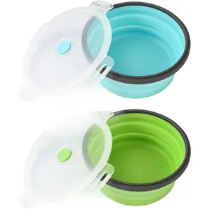 Large Collapsible 40 OZ Travel Dog Bowls, 2 Pack with Lids, Foldable Silicone Food & Water Bowl for Large Dogs, Lightweight & Leak Proof, Perfect for Outdoor Travel, Camping & Hiking