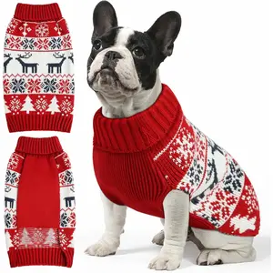 Christmas Dog Sweaters for Small Large Dogs Girl, Soft Warm Pup Dogs Shirt, Turtleneck Dog Sweaters for Medium Large Dogs Warm Dog Cat Clothes Deer M