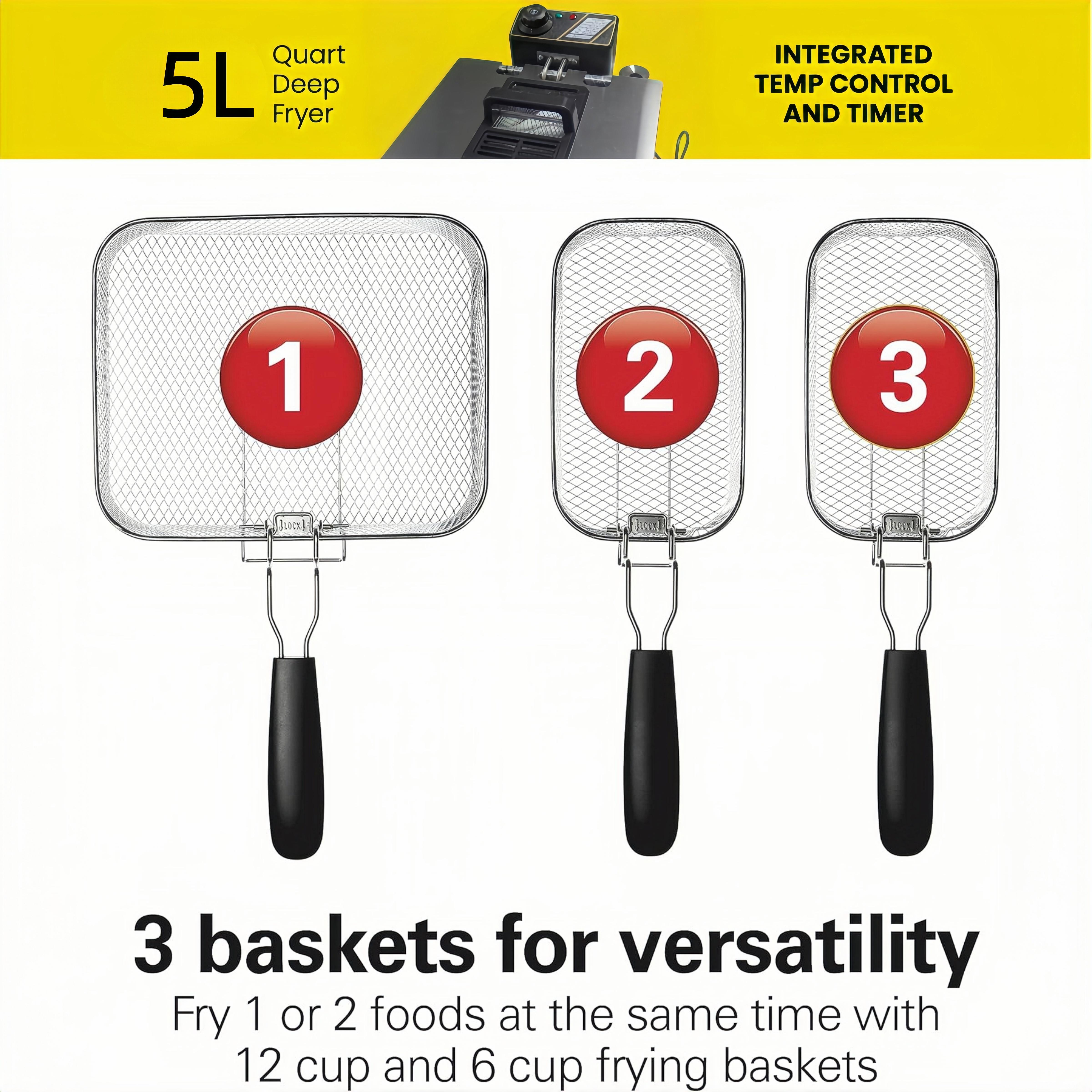 5 Liter/21 Cup Stainless Steel 1400 Watt Electric Fryer withRemovable Triple Plate Fryer, 5.3 Quart, Silver, Oil-Repellent Filter Cover, Easy to Clean, Ideal  FriedChicken, Fish, Chips and Donuts, Ideal Gift  HomeCookers griddle for home