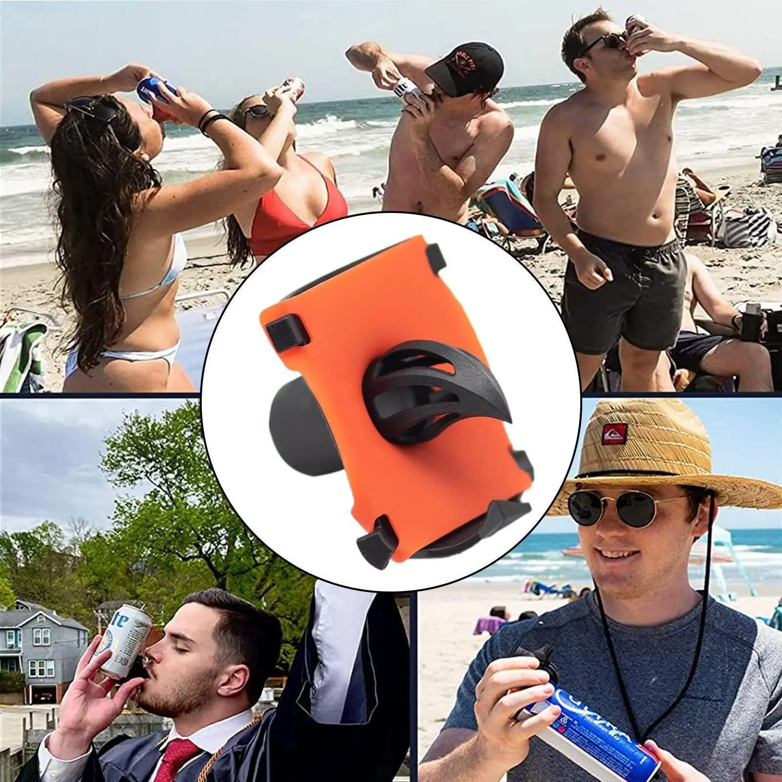 Portable Beer Chugger with Keychain, 10x Faster Chugging Tool for Any Size Cans, Durable Can Shooter for Beer & Seltzer Drinks, Utensils