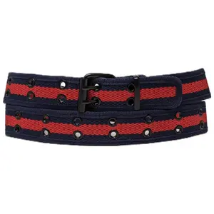 NEW Unisex 100% Cotton Canvas Belt Double Grommet Hole For Men Women Buckle Jean Black Fashion Accessory Secure Fastening Stylish