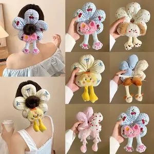 5-Piece Set,Cute Cartoon Animal Hair Ties – 3D Floral Design, Premium Padded Dog, Cat & Duck Headbands for Women