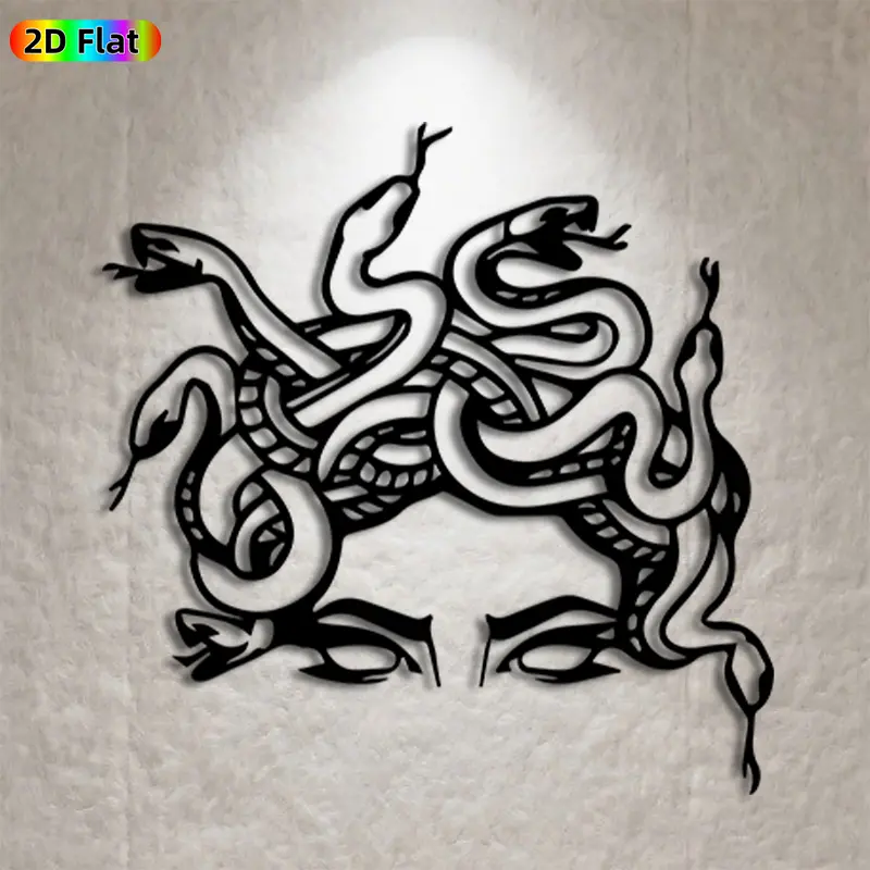 1pc Serpent Metal Wall Art, Intricate Serpent Statue Mural, Ideal Gift for Halloween, New Year, Serpent Art Enthusiasts, Rust-Resistant Metal Wall Decor Wall Sculptures, Perfect for Outdoor Fence & Indoor Wall, Unique Gothic-Inspired Home Decor