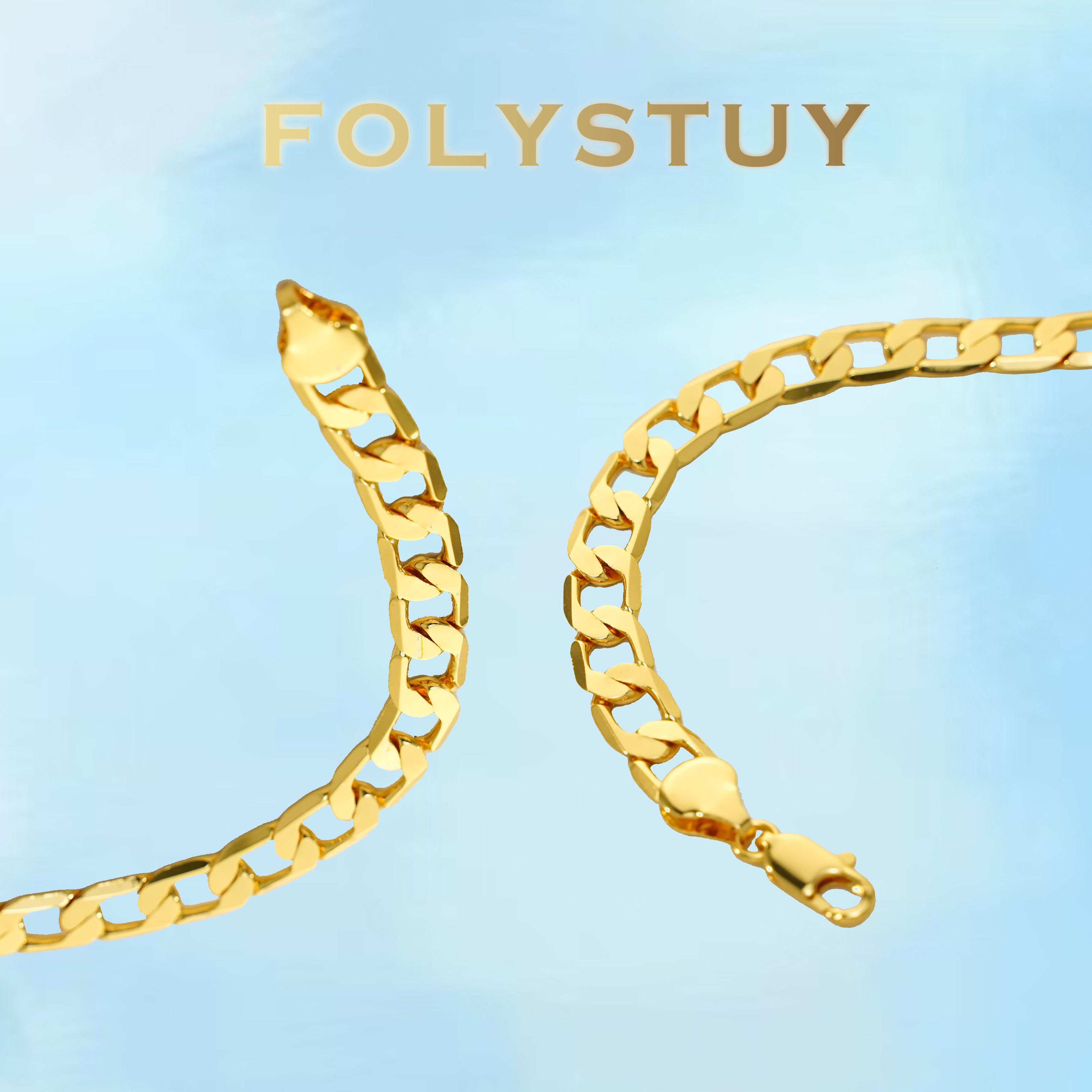 [FOLYSTUY (W168)]Mens Classic Cuban Link Bracelet, 0.31" Width 8.27" Length Statement Wrist Accessory