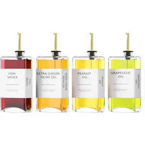 Kitchen Cooking Oil Dispenser Set, Olive Oil & Vinegar Bottles, Soy Sauce Dispenser - 4 Pieces, Gold, Elegant Book Design, Durable, Leak-Proof, Easy-Pour Spouts, Perfect for Kitchen, Dining Table New England Stories