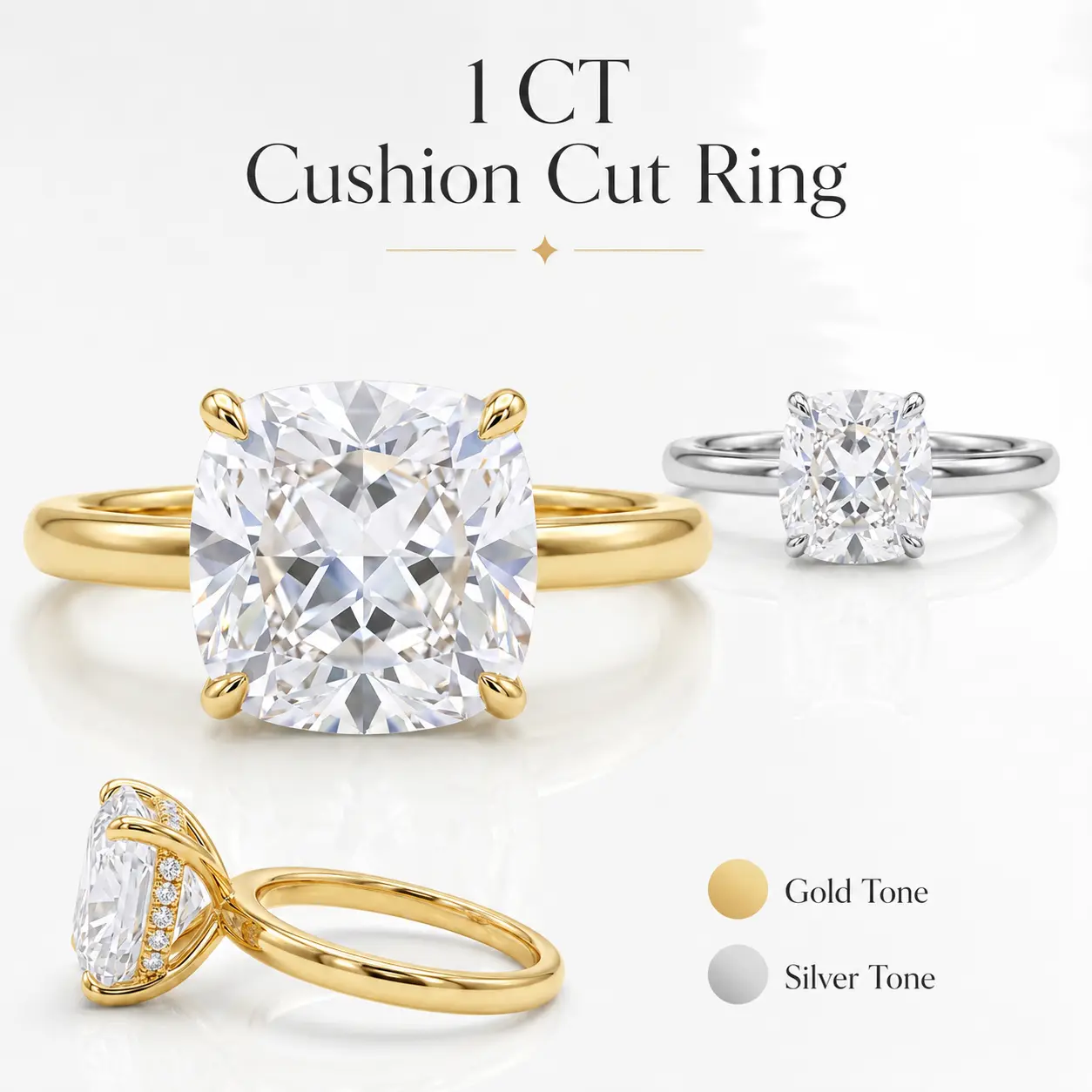 1CT Square Cut Engagement Ring for Women, Gold Plated Four Prong Solitaire Ring with Micro Pavé Band, Elegant Wedding Promise Jewelry Gift, 5A Cubic Zirconia