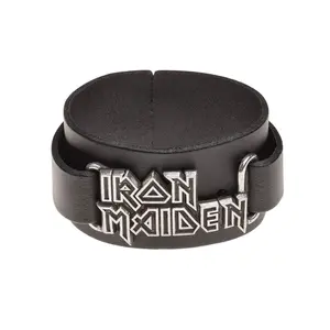 Pewter Iron Maiden Leather Bracelet