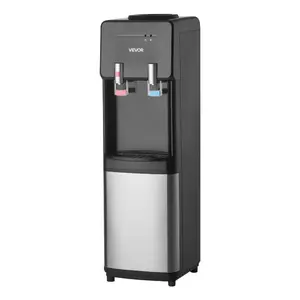 fathersdaygift VEVOR Top Loading Water Cooler Dispenser, Hot and Cold Water Dispenser for 3 or 5 Gallons Bottles, Sturdy Stainless Steel and Child Security Lock, Ideal for Homes, Kitchens, Offices, Dorms, Black
