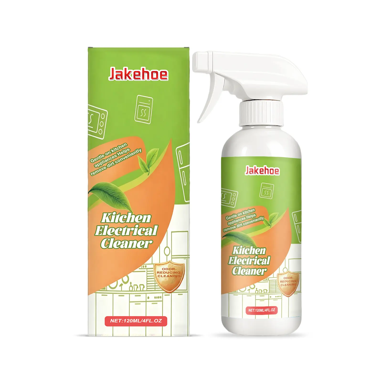 Jakehoe Kitchen Appliance Cleaner Spray, Gentle Degreaser & Surface Cleaner for Microwave, Oven, Fridge, Stove & Stainless Steel, Non-Abrasive Streak-Free Formula, Fresh Scent, 4 FL.OZ