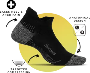 Feetures - Plantar Fasciitis Relief Sock Light Cushion No Show Tab Socks