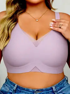 Women's Jelly Bra Single Piece Seamless Wireless Underwear, Mesh Crossed Seam-Free Full Coverage Daily Bra, Comfortable Everyday Wear