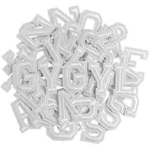 GYGYL 104 Pieces Iron on Letter Patches, Embroidered A-Z Letter Patches for Clothes, Dress, Hat, Socks, Jeans, DIY Accessories-2 Inch White