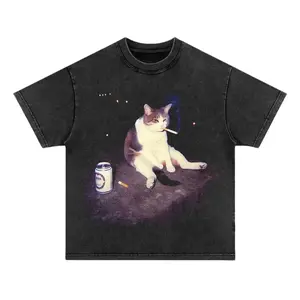 EMO Cat Printed Design Unisex Crew neck T-Shirt & Sweatshirt,High-Quality Print,Casual Comfort Breathable Long Sleeve for Streetwear Fashion Men and Women's Top Daily Wear SpringStatements Oversized Menswear Garment Cotton,vintage graphic tees.