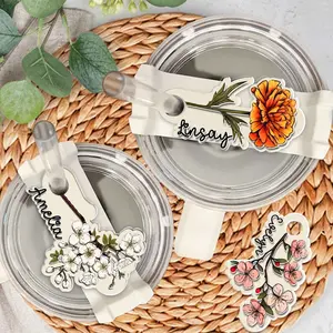 Custom Birthday Flower 40z 30 20oz Tumbler Tag, Personalized Birth Flower Tumbler Tag, Custom Name Tag Birthday Gift, Stanley Accessories Tag, Custom Birth Flower Tumbler Tag for 20-40oz Stanley Drinkware, Personalized Name Tag Birthday Gift