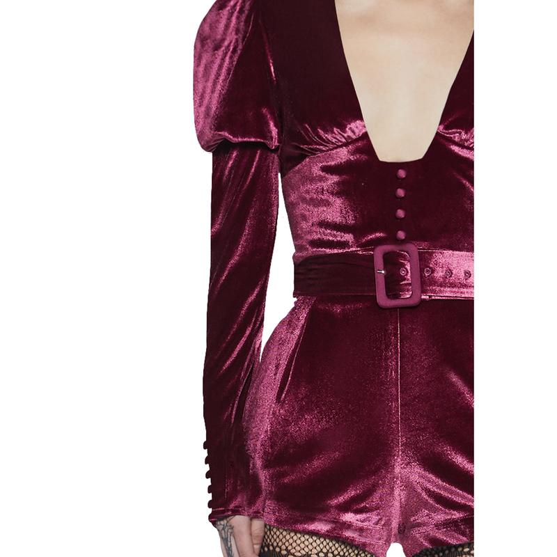 Chic Manners Velvet Romper - Pink