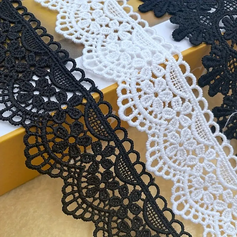 European floral embroidery lace, Embroidered lace trim, Elegant lace design, Lace Trimmed, 1.5 inches wide - suitable for sofa cushions, pillow decorations, curtain decorations, home textile decorations, craft and sewing supplie
