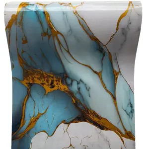 Blue Marble Self-Adhesive Wallpaper, Marble Pattern Wallpaper, Oilproof Kitchen Background Wall Decor, Design, Easy Installation, Durable Material