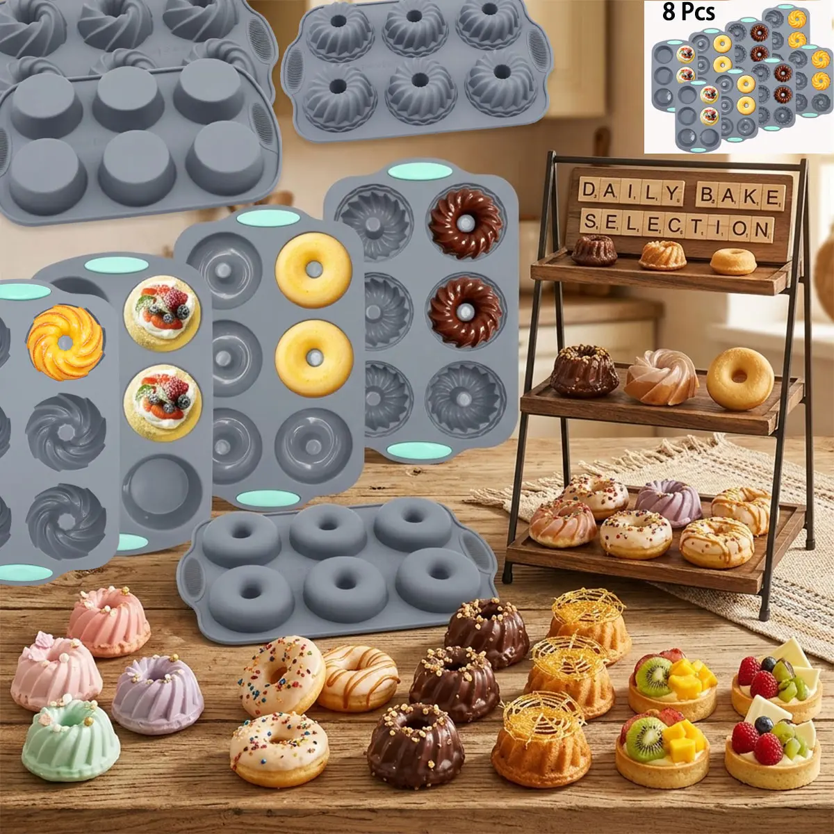 8-piece set with 6-tier stand