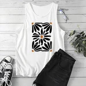 Holafish Summer Tank Top for Women Casual Sleeveless vintage chrysanthemum Print Crew Neck Loose Fit Comfortable Breathable Tank Top for Summer Wear